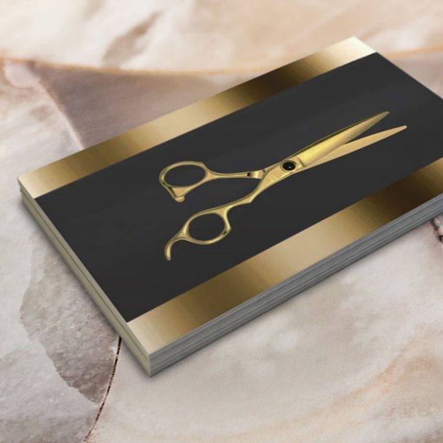 Professional Gold Scissor Hair Stylist Business Card (Creator Uploaded)