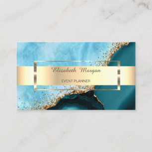 Professional Gold Stripe Turquoise Marble Business Card