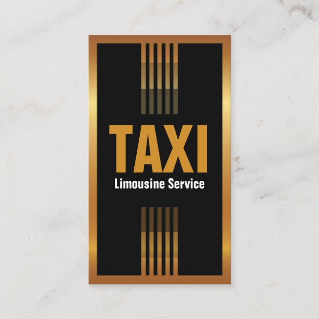 Professional Gold Stripes Limousine Taxi Service Business Card (Front)