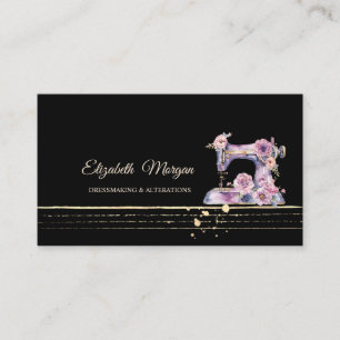 Professional Gold Stripes Sewing Machine Business Card