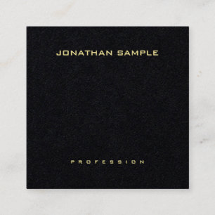 Professional Gold Text Elegant Sleek Premium Black Square Business Card
