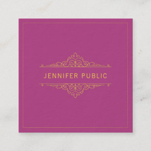 Professional Gold Text Frame Elegant Template Luxe Square Business Card