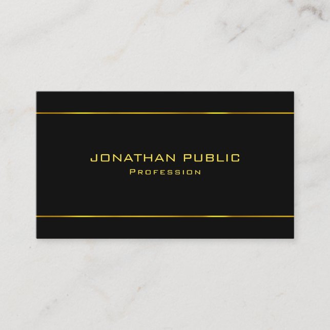 Professional Gold Text Modern Black Template Business Card (Front)