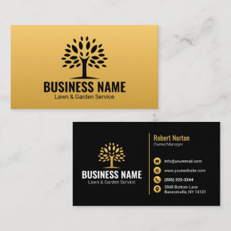Professional Gold Tree Lawn and Garden Service Business Card
