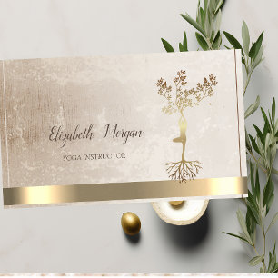 Professional Gold Tree Women Silhouette Yoga Business Card