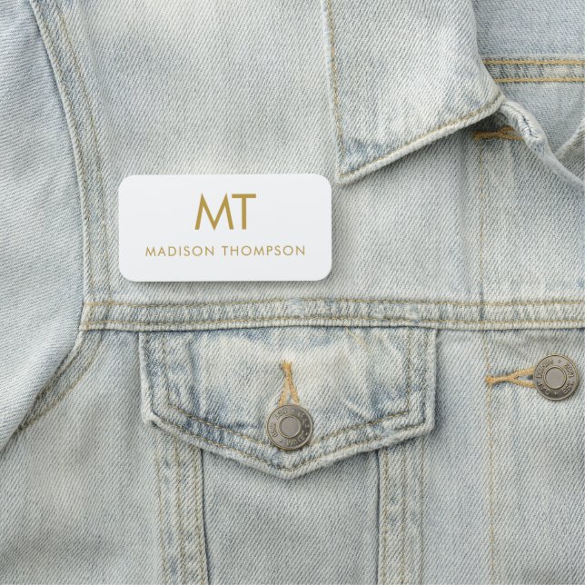 Professional Gold White Employee Name Business  Tag (In Situ)