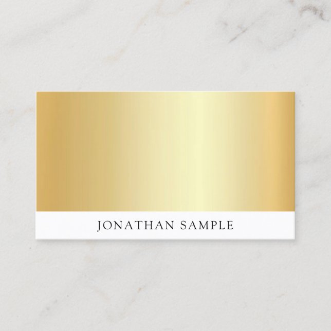 Professional Gold White Modern Elegant Template Business Card (Front)