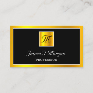 Professional Golden Frame Logo Black Monogram Business Card