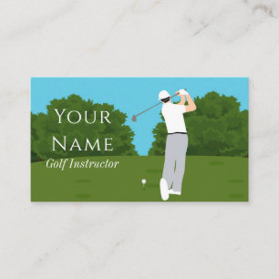 Professional Golf Instructor Coach Golfer Trendy Business Card