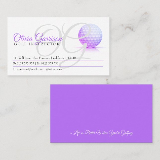 Professional Golf Trainer | Initials Business Card (Front/Back)
