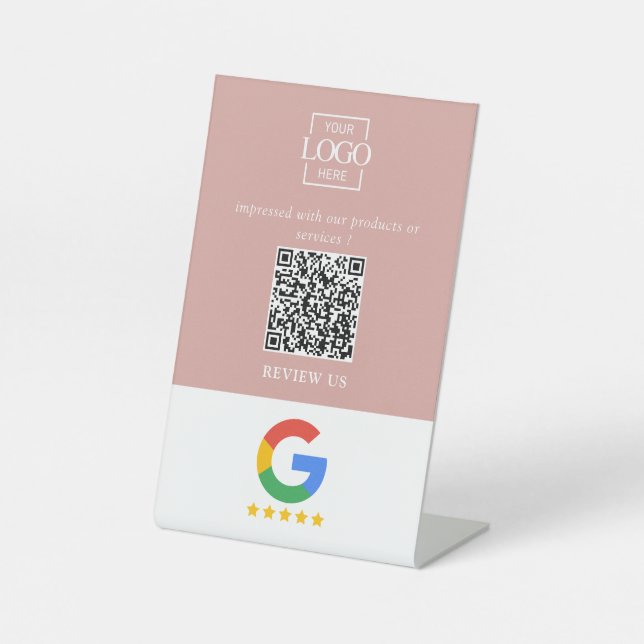 Professional Google Reviews QR Code Business Logo Pedestal Sign (Front)