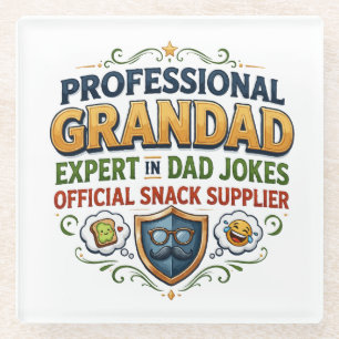 Professional Grandad Dad Jokes & Snacks Glass Coaster