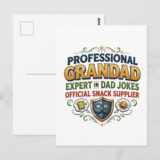 Professional Grandad Dad Jokes & Snacks Postcard (Front/Back)