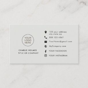 Professional Gray   Custom Icons Social Media Business Card