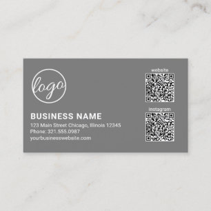 Professional Gray Logo QR Code Modern Business Card