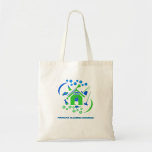 Professional Green and Blue Cleaning Company Logo Tote Bag