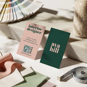 Professional Green and Pink Modern Logo Minimalist Business Card