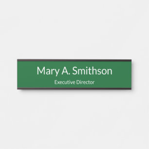 Professional Green and White Name Job Title Office Door Sign