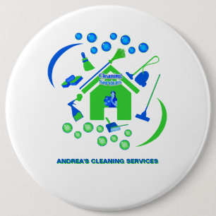 Professional Green Blue Cleaning Logo Company Cute 6 Cm Round Badge