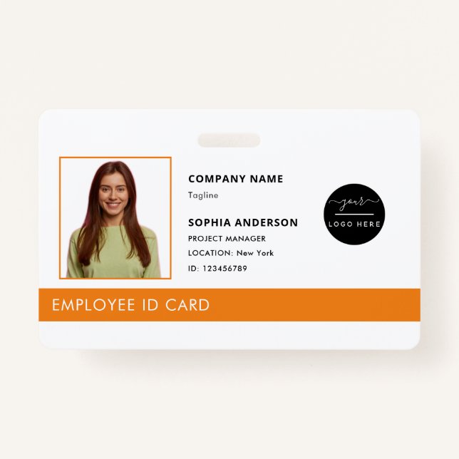 Professional Green Company Logo Employee Photo ID  ID Badge (Front)