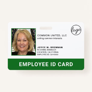 Professional Green Company Logo Employee Photo ID ID Badge