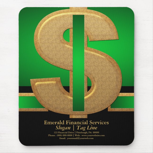 Professional Green| Gold Dollar Financial Services Mouse Mat (Front)