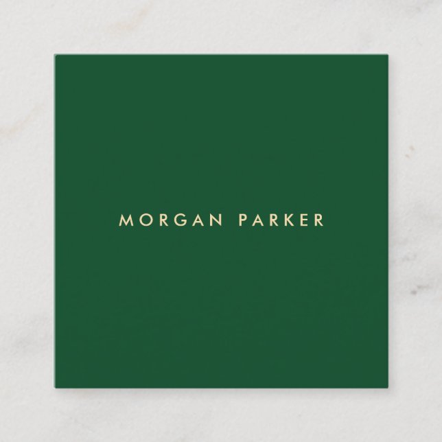 Professional Green  Modern Simple Square Square Business Card (Front)