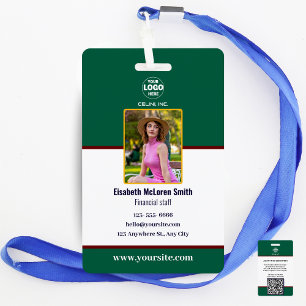Professional Green security Badge:Photo & Company ID Badge