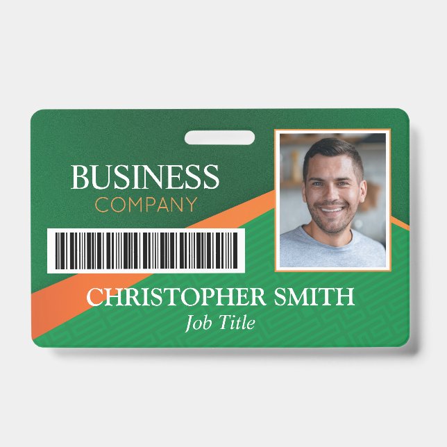 Professional Green Staff ID Badge (Front)