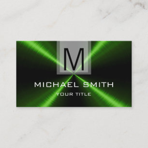 Professional Green Stainless Steel Metal Monogram Business Card
