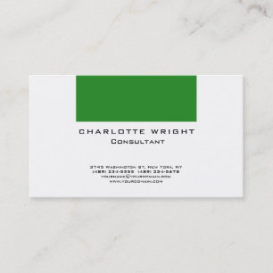 Professional Green White Modern Minimalist Design Business Card