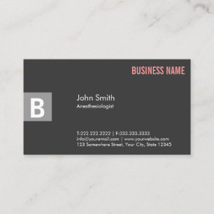 Professional Grey Anaesthesiologist Business Card