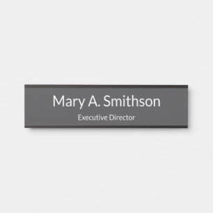 Professional Grey and White Name Job Title Office Door Sign