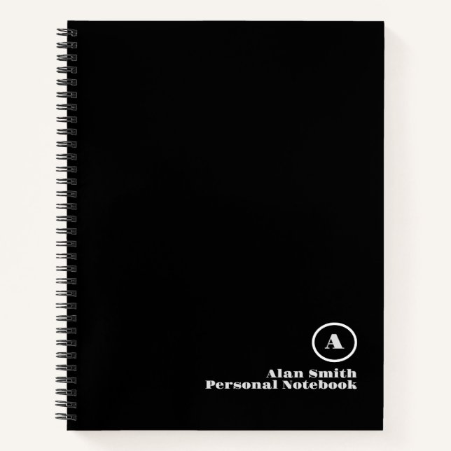 Professional Grey Black Monogram Notebook (Front)