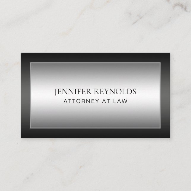 Professional Grey Black White Elegant Business Card (Front)
