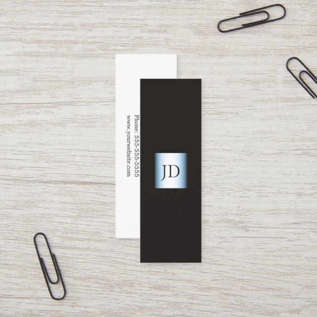 Professional Grey Blue Monogram Business Card (Front/Back In Situ)
