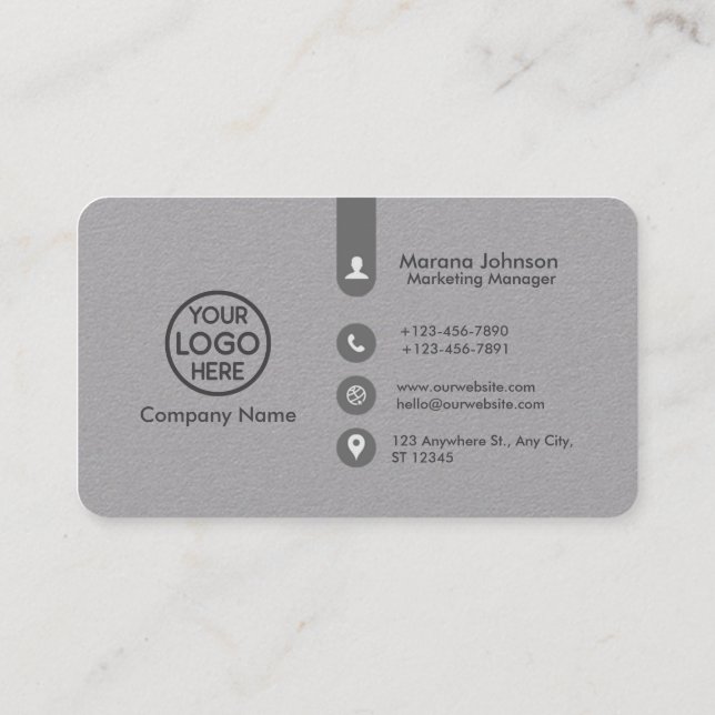Professional Grey Business Card with Logo  (Back)