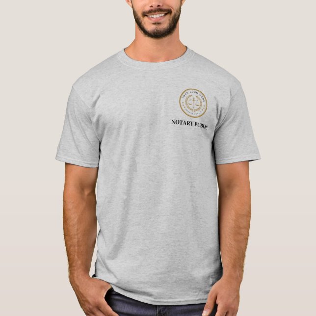 Professional Grey Company QR Code Notary Business T-Shirt (Front)