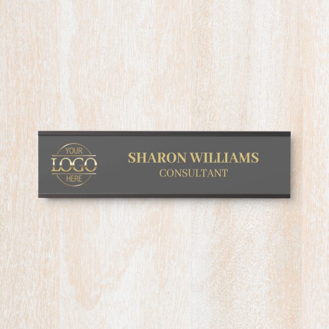 Professional Grey Custom Business Logo Office Door Sign (Front)