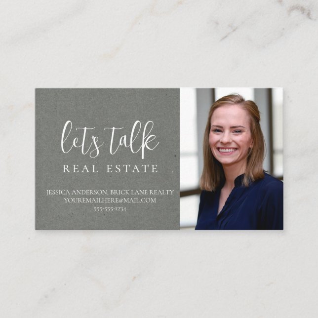 Professional Grey Kraft Paper Real Estate  Business Card (Front)