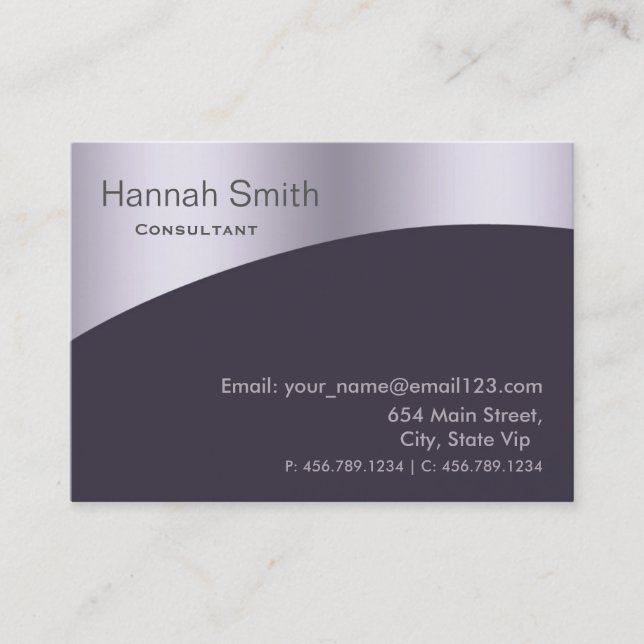 Professional Grey Metal Elegant Modern Black Business Card (Front)