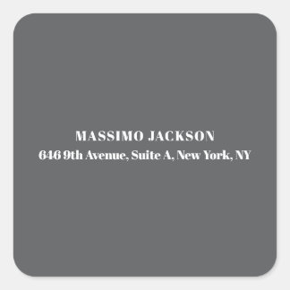 Professional grey modern minimalist add name square sticker