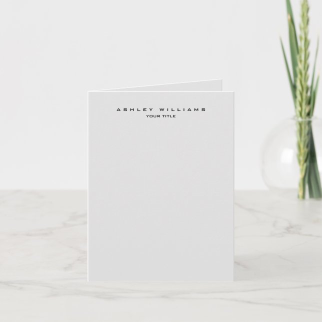 Professional grey modern plain unique note card (Front)