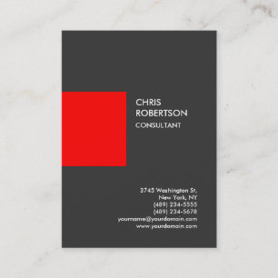 Professional Grey Red Vertical Business Card