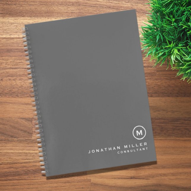 Professional Grey & White Monogram Initial Notebook (Creator Uploaded)