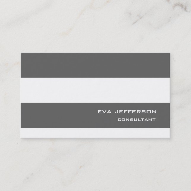 Professional Grey White Stripes Trendy Style Business Card (Front)