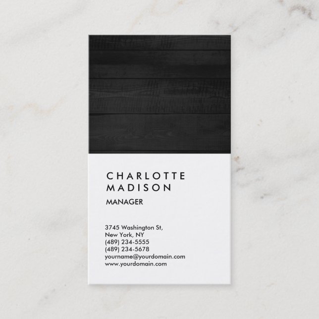 Professional Grey Wood White Trendy Consultant Business Card (Front)