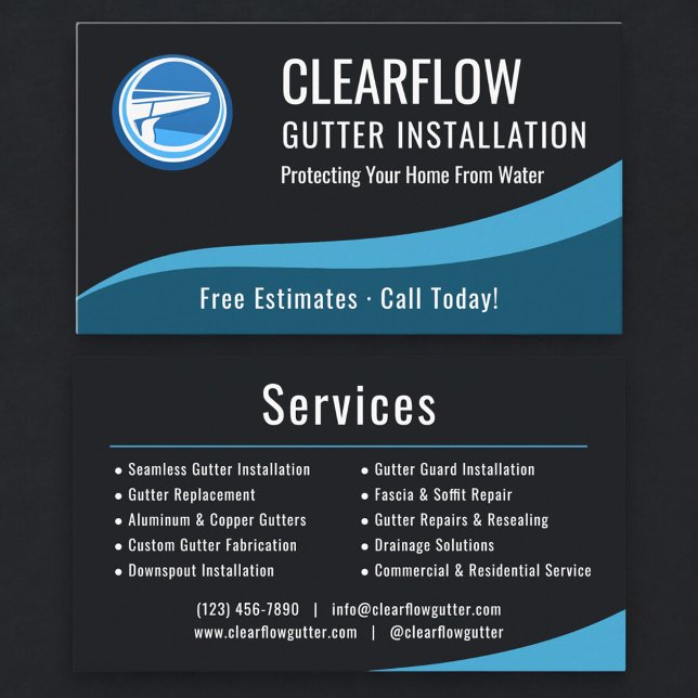 Professional Gutter Installation Company Business Card (Creator Uploaded)