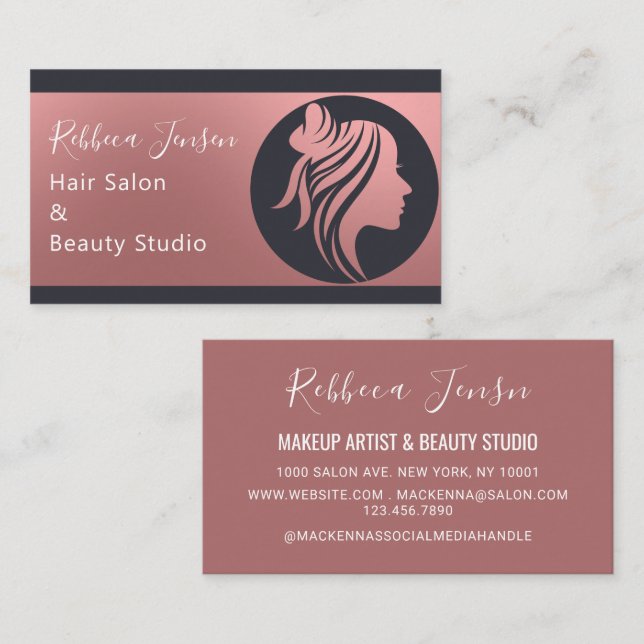 Professional Hair Salon Makeup Lash  Business Card (Front/Back)