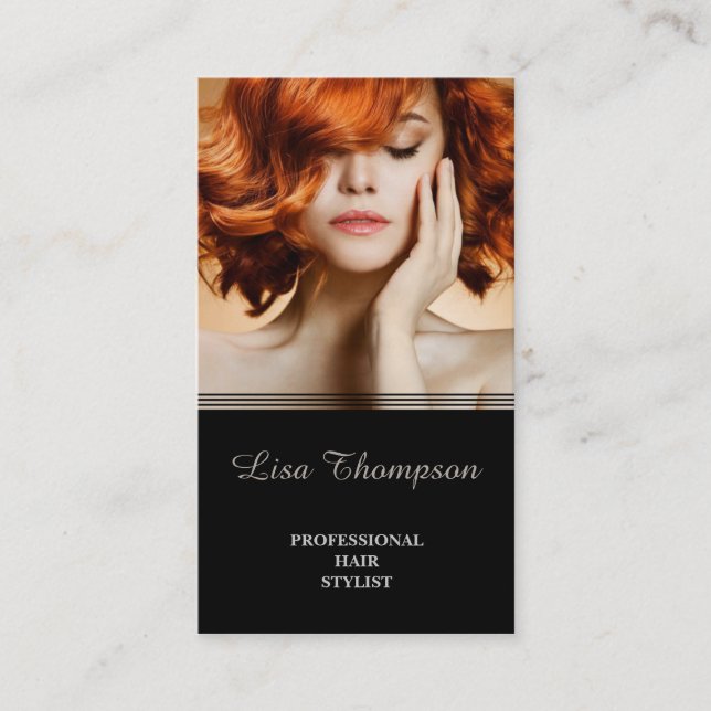 Professional Hair Stylist Elegant Beauty Salon Business Card (Front)